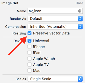 How to Preserve the Vector Data in Xcode